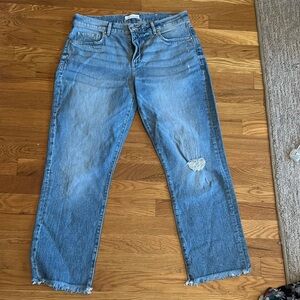 Like New Loft Distressed Blue cropped Jeans